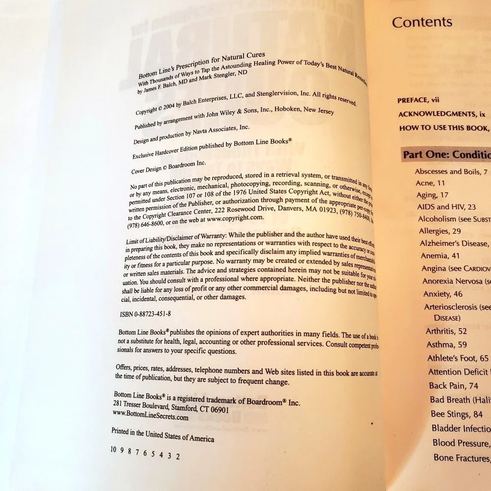 Bottom Lines Prescription for Natural Cures James F Balch, MD & Mark Stengler MD